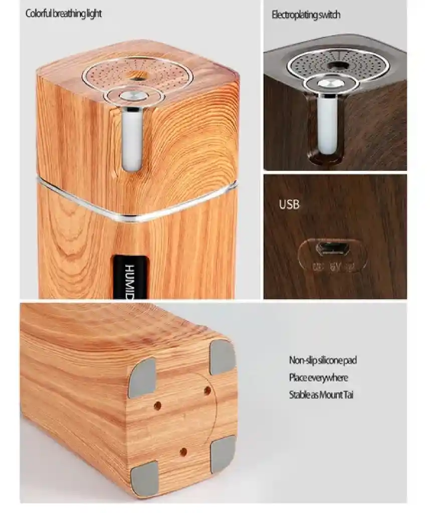 Mini Humidificador Aire Difusor Aromas Luz Led Usb Portátil