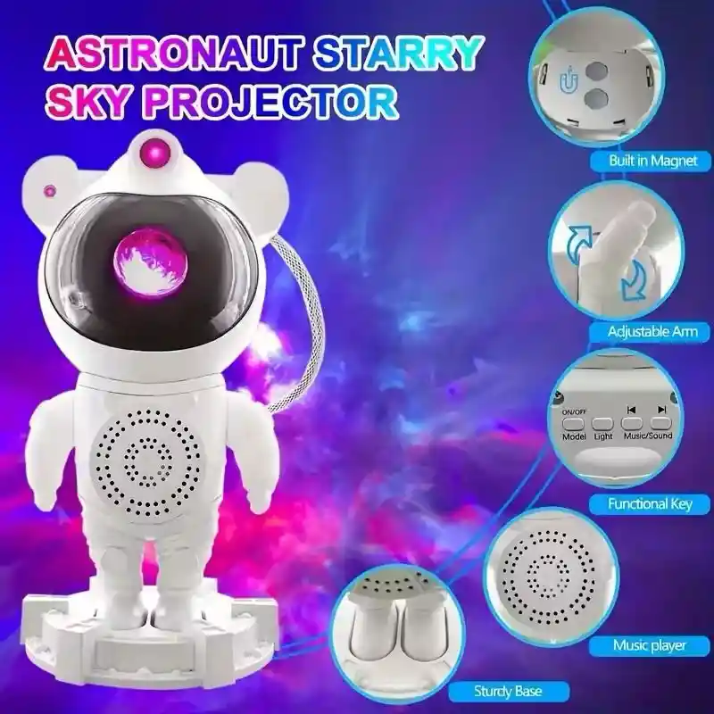 Astronauta Proyector Con Luz Y Sonido, Bluetooth Con Control Remoto ( Blanco )