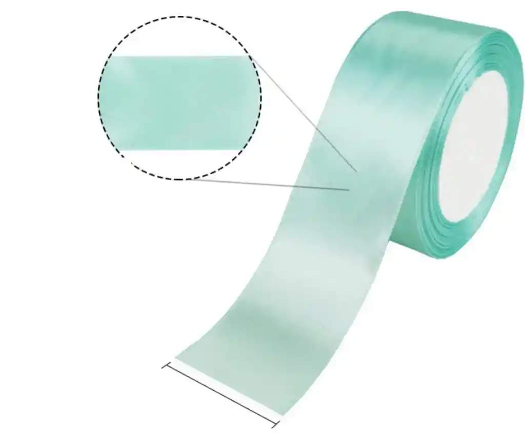 Cinta Listón De Tela Lisa Satinada Color Verde Agua Marina 2,5cm X2 Metros
