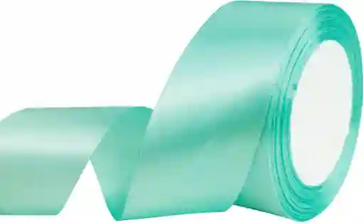 Cinta Listón De Tela Lisa Satinada Color Verde Agua Marina 2,5cm X2 Metros