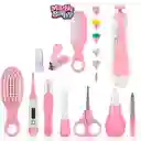 Kit Para Niña Rosado Higiene Manicure Cuidado Bebé Recién Nacido X11 Piezas Con Lima Eléctrica