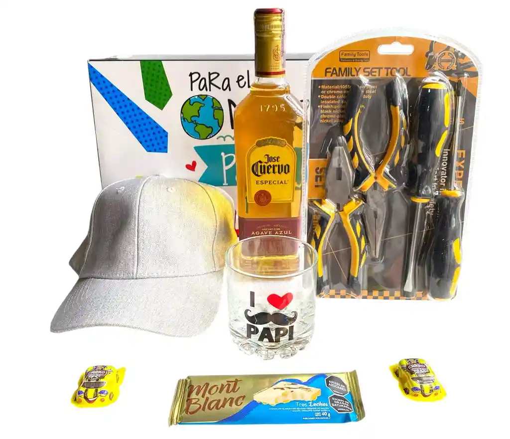 Regalo Especial Dia Del Padre Con Alicates, Tequila, Copa Y Gorra Para Papà - Dia Del Padre - Para El Mejor Papà Del Mundo Ref 3