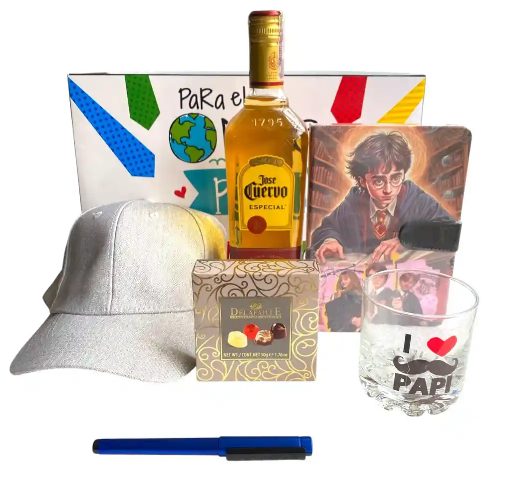 Regalo Especial Dia Del Padre Con Agenda De Harry Potter, Tequila, Copa Y Gorra Para Papà - Dia Del Padre - Para El Mejor Papà Del Mundo Ref 4