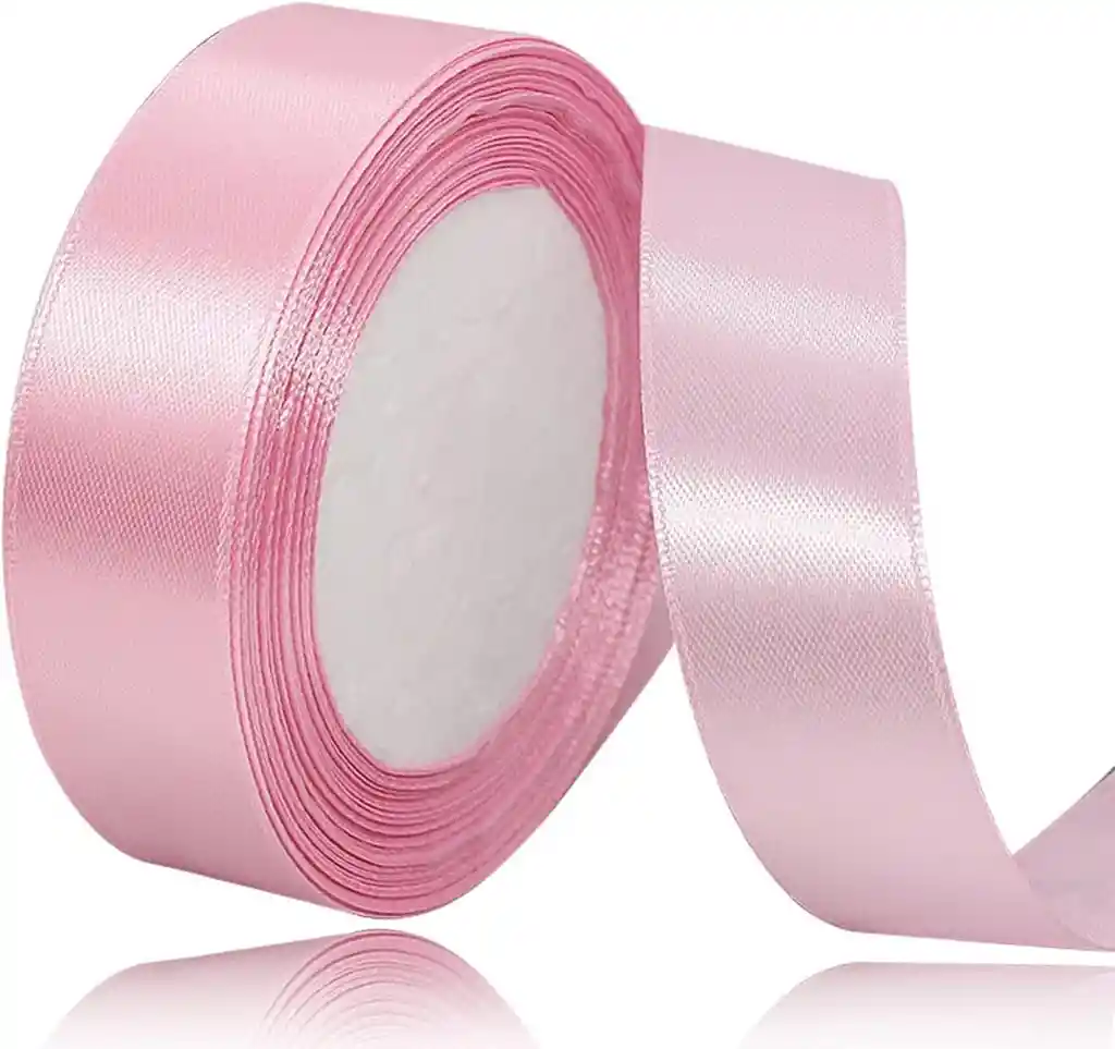 Cinta Listón De Tela Lisa Satinada Color Rosado 2,5cm X2 Metros