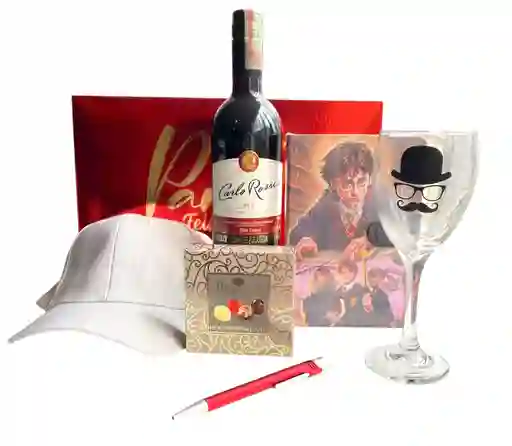 Regalo Especial Para El Caballero Selecto Con Agenda Y Vino - Regalo Feliz Cumpleaños - Regalo Feliz Dia