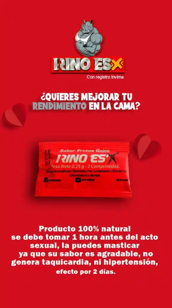 Rinoes X Potenciador Retardante Natural X2 Tabletas