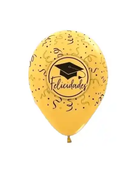 Bombas Globos R12 Satin Metal Dorado Infinity Felicidades Grado Paquete X10 Und Sempertex