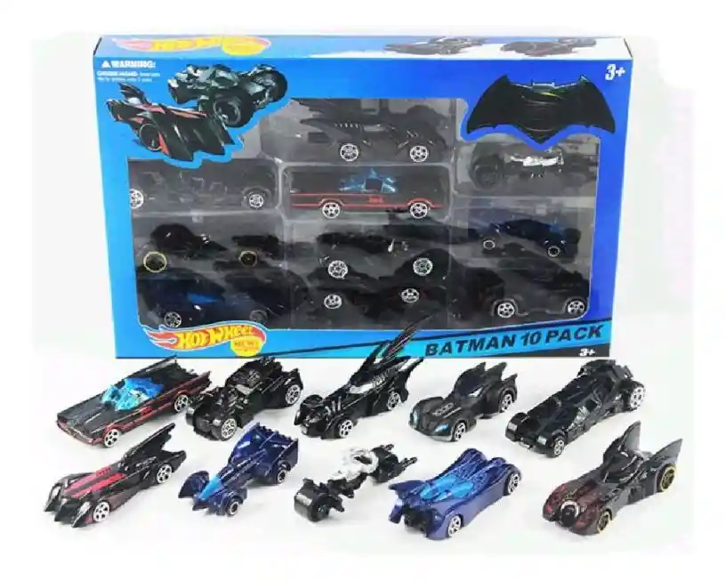 Coleccion De Carros Metálicos Hotwheels Batman Pack X 10