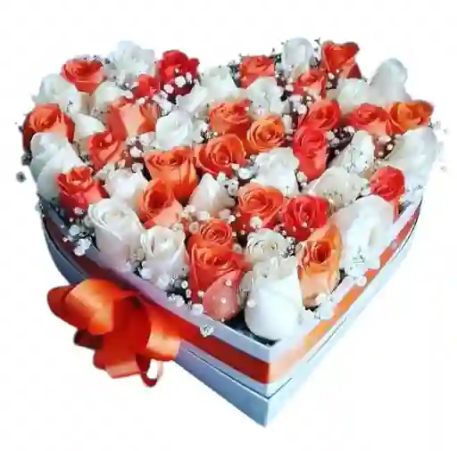 Flores, Rosas En Caja Corazon