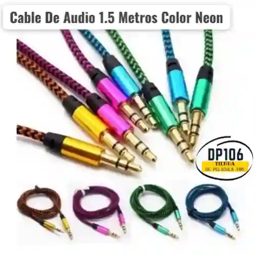 Cable De Audio 1.5 Metros Color Neon