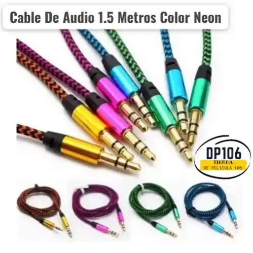 Cable De Audio 1.5 Metros Color Neon