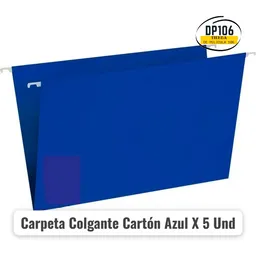 Carpeta Colgante Carton Azul X 5 Und