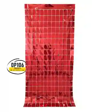 Cortina Para Fiesta Cuadros Rojo Decorativa