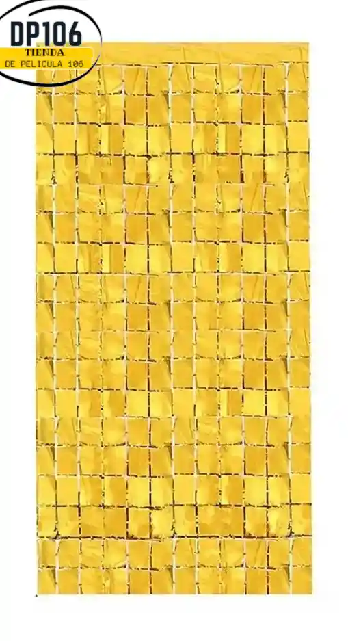Cortina Para Fiesta Cuadros Dorado