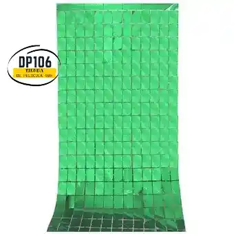 Cortina Para Fiesta Cuadros Verde