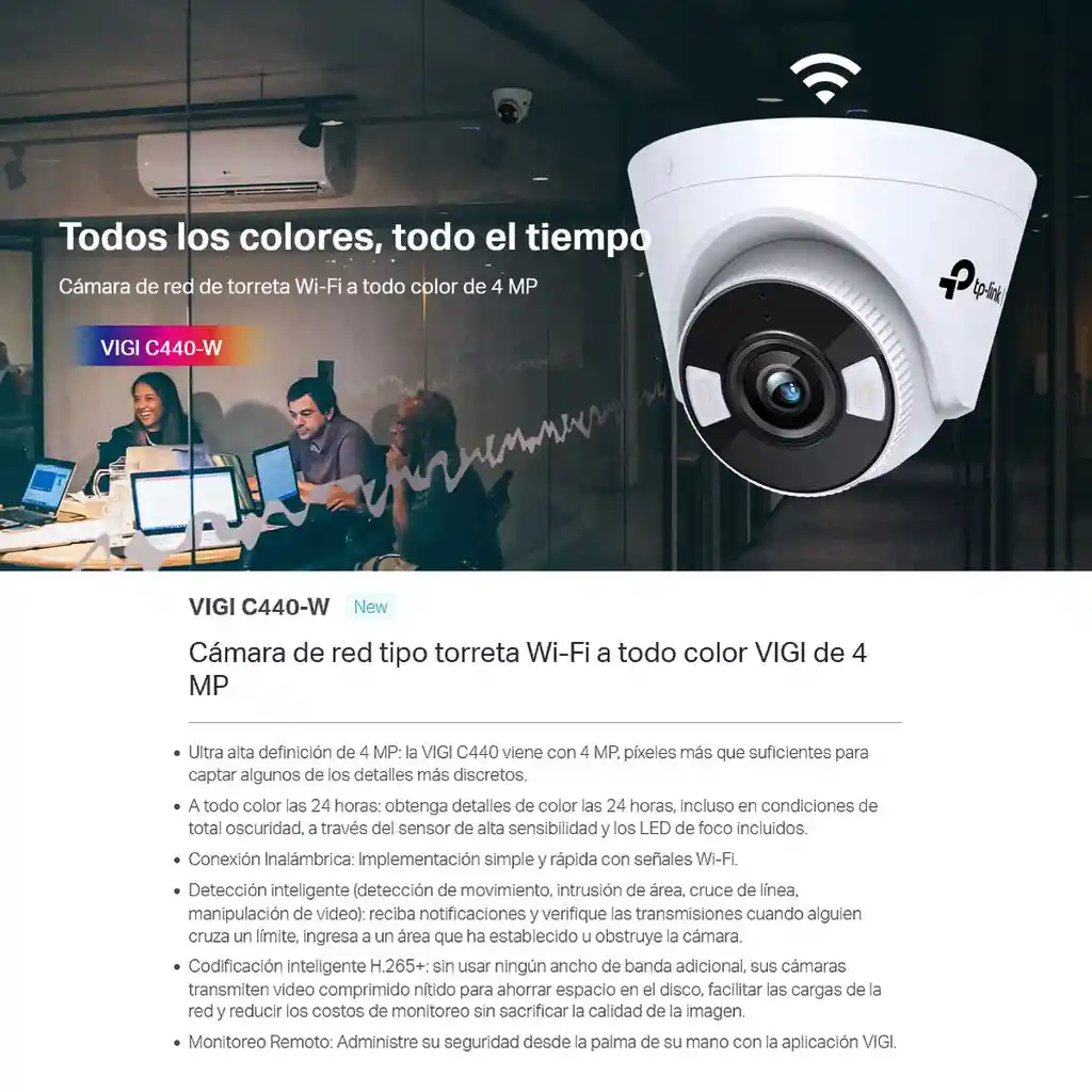 Cámara Seguridad Wifi Turret 4mp Tp-link Vigi C440-w + 256gb
