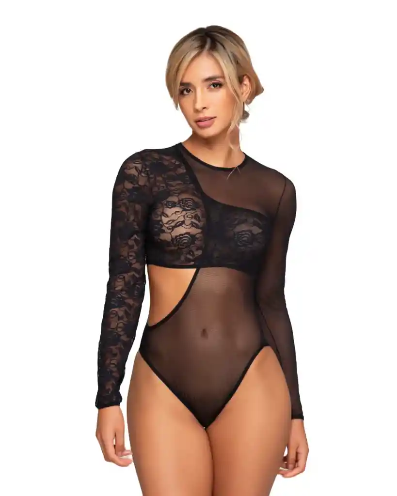 Body Negro En Tull Con Top En Blonda