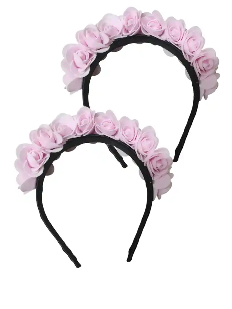 2 Diademas Rosas Foamy Para Halloween Catrina Disfraz Rosa Claro