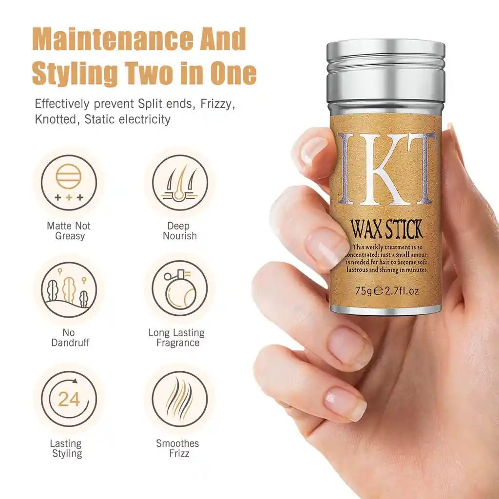 Barra De Cera Fijadora Para El Cabello Ikt Wax Stick 75g