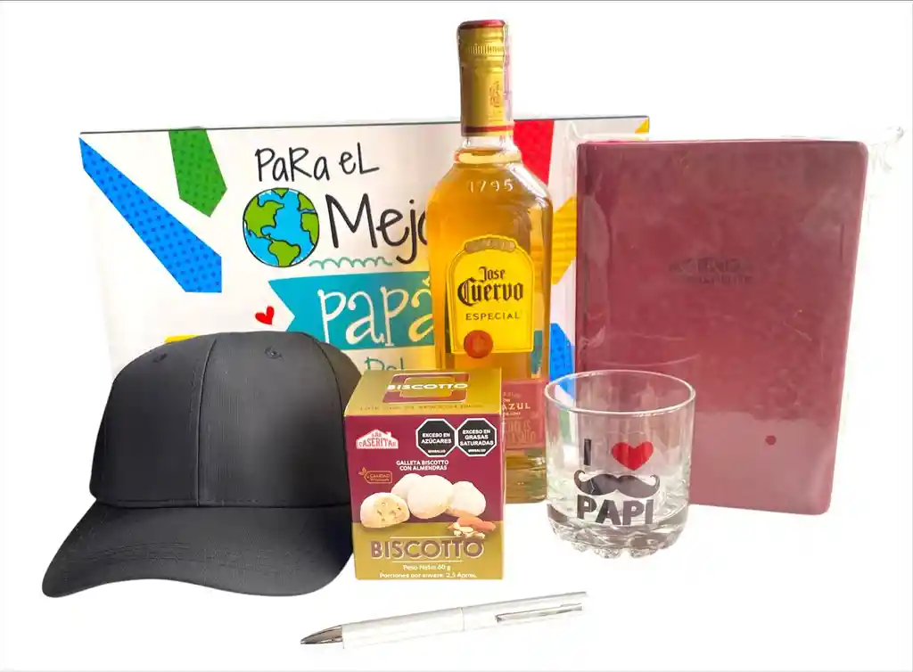 Regalo Especial Dia Del Padre Con Agenda Permanente, Tequila, Copa Y Gorra Para Papà - Dia Del Padre - Para El Mejor Papà Del Mundo Ref 6