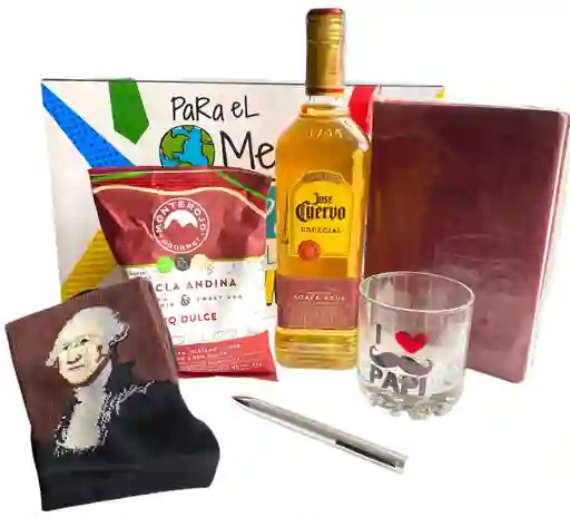Regalo Especial Dia Del Padre Con Agenda Permanente, Tequila, Copa Y Calcetines Divertidos Para Papà - Dia Del Padre - Para El Mejor Papà Del Mundo Ref 7