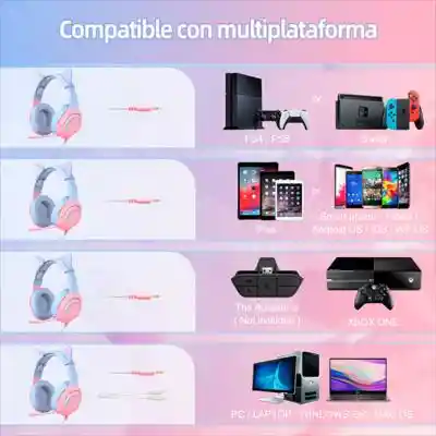 Diadema Gamer Onikuma Micrófono K9 Rosa Azul Gradiente Rgb