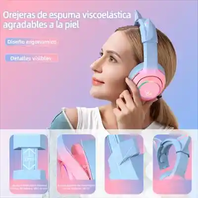 Diadema Gamer Onikuma Micrófono K9 Rosa Azul Gradiente Rgb