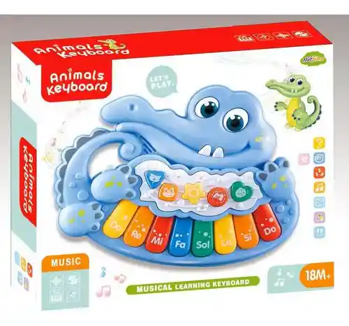 Piano Cocodrilo Sonido Y Notas Musicales Niños