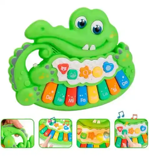 Piano Cocodrilo Sonido Y Notas Musicales Niños