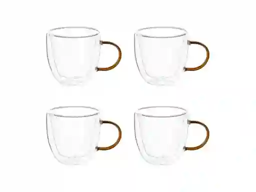 S/4 Tazas Café Borosilicato
