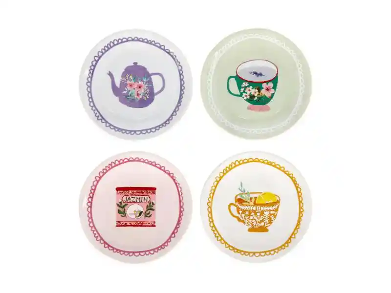 Set 4 Platos Bolsa Te