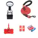 Kit Paseo Para Perros 4 En 1 Correa + Recogedor + Porta Bolsas + 5 Rollos De Bolsas