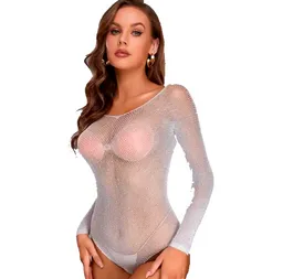 Lencería Enterizo Femenino Perlado Traje Erotico Vestido Sensual Blanco White