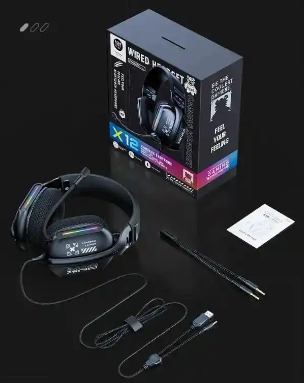 Diadema Auriculares Gamer Para Jugadores Onikuma X12 Rgb