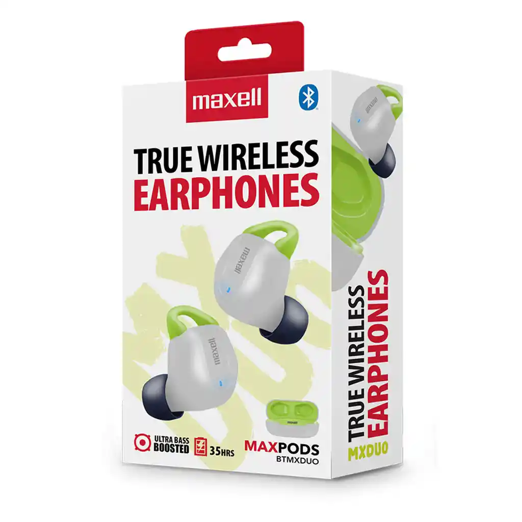 Audifonos Maxell True Ultra Bass Bluetooth Blnaco/verde
