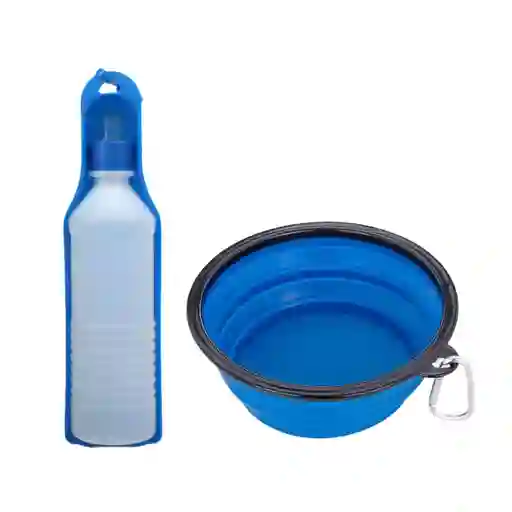 Bebedero Portatil + Comedero Plegable Para Mascotas 2 En 1