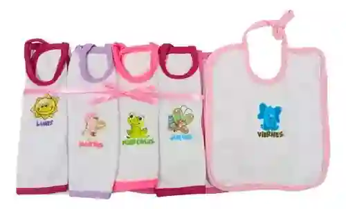 Babero Delantal Bebe Niña - Semanario Impermeable X7 Unidades