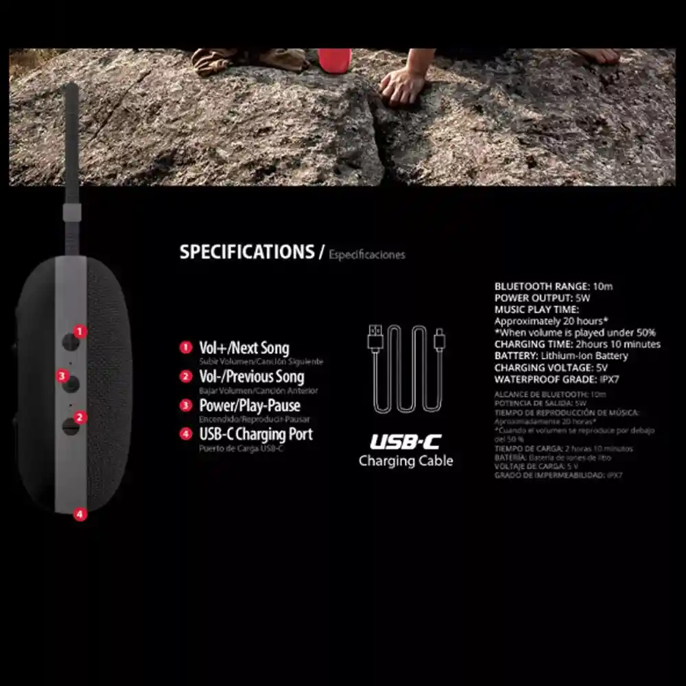Bocina Trek Maxell Bluetooth Rojo
