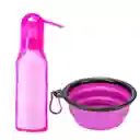 Bebedero Portatil + Comedero Plegable Para Mascotas 2 En 1