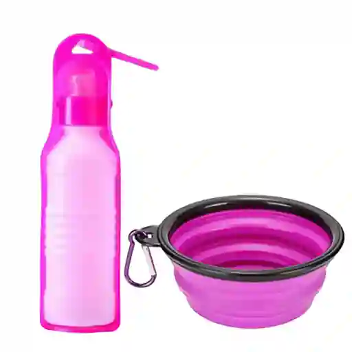 Bebedero Portatil + Comedero Plegable Para Mascotas 2 En 1