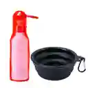 Bebedero Portatil + Comedero Plegable Mascotas Combo 2 En 1