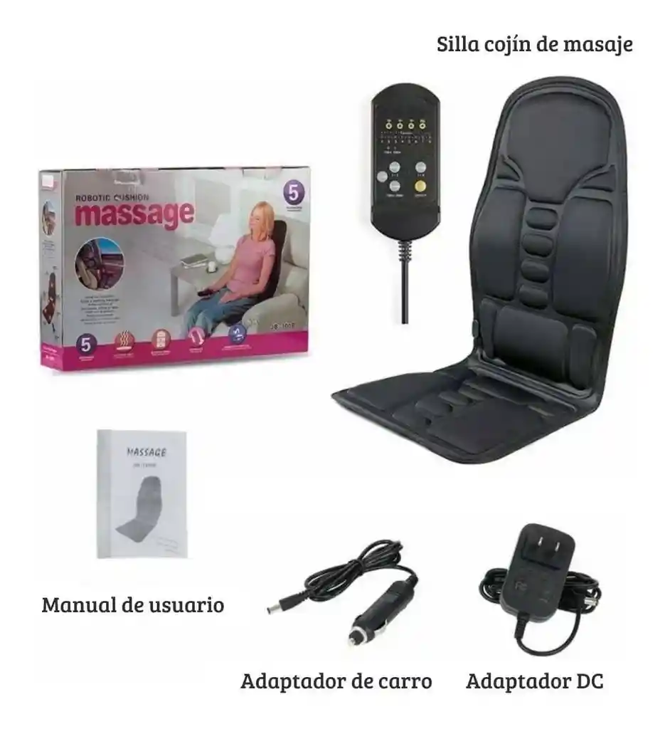 Silla Cojin Masajeador Auto Carro Casa Oficina Portatil 12v