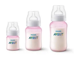 Set Teteros Anticolicos Avent Classic 11oz + 9oz + 4oz Rosado