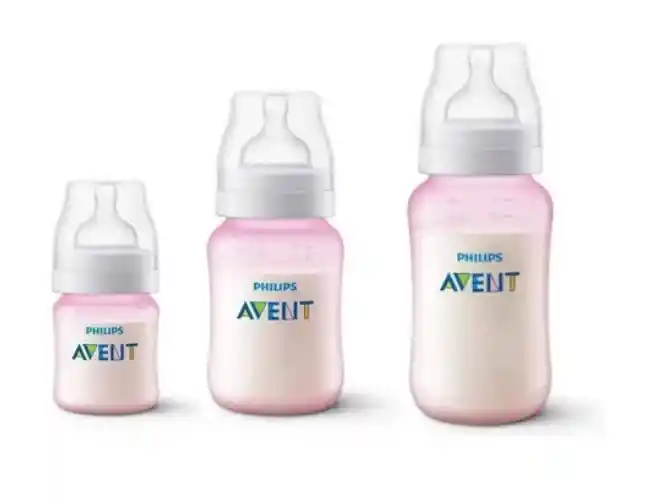 Set Teteros Anticolicos Avent Classic 11oz + 9oz + 4oz Rosado