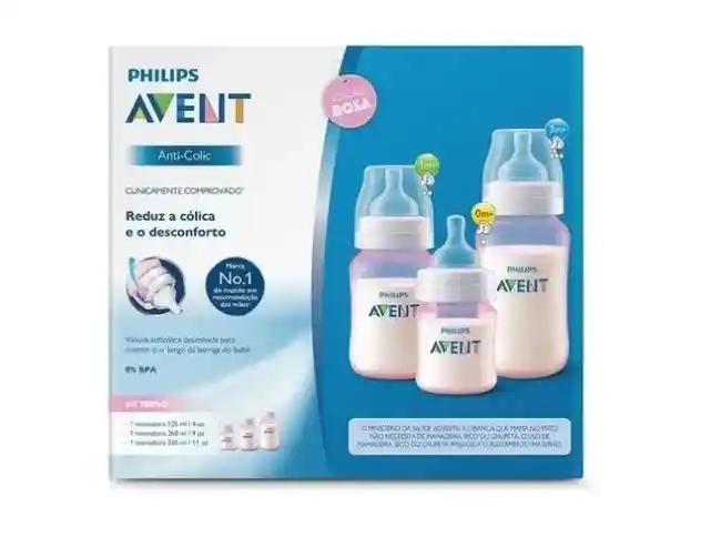 Set Teteros Anticolicos Avent Classic 11oz + 9oz + 4oz Rosado