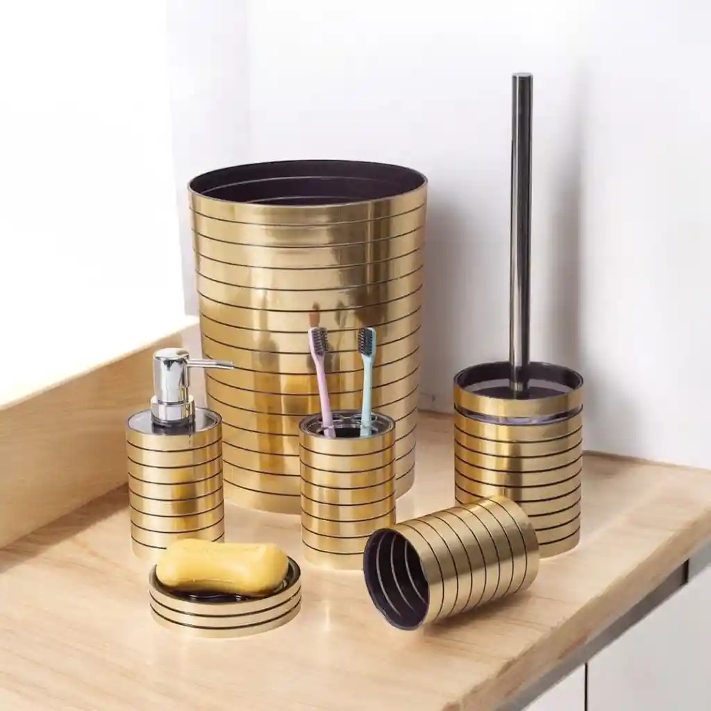 Set De Accesorios Organizador De Baño 6 Piezas Papelera