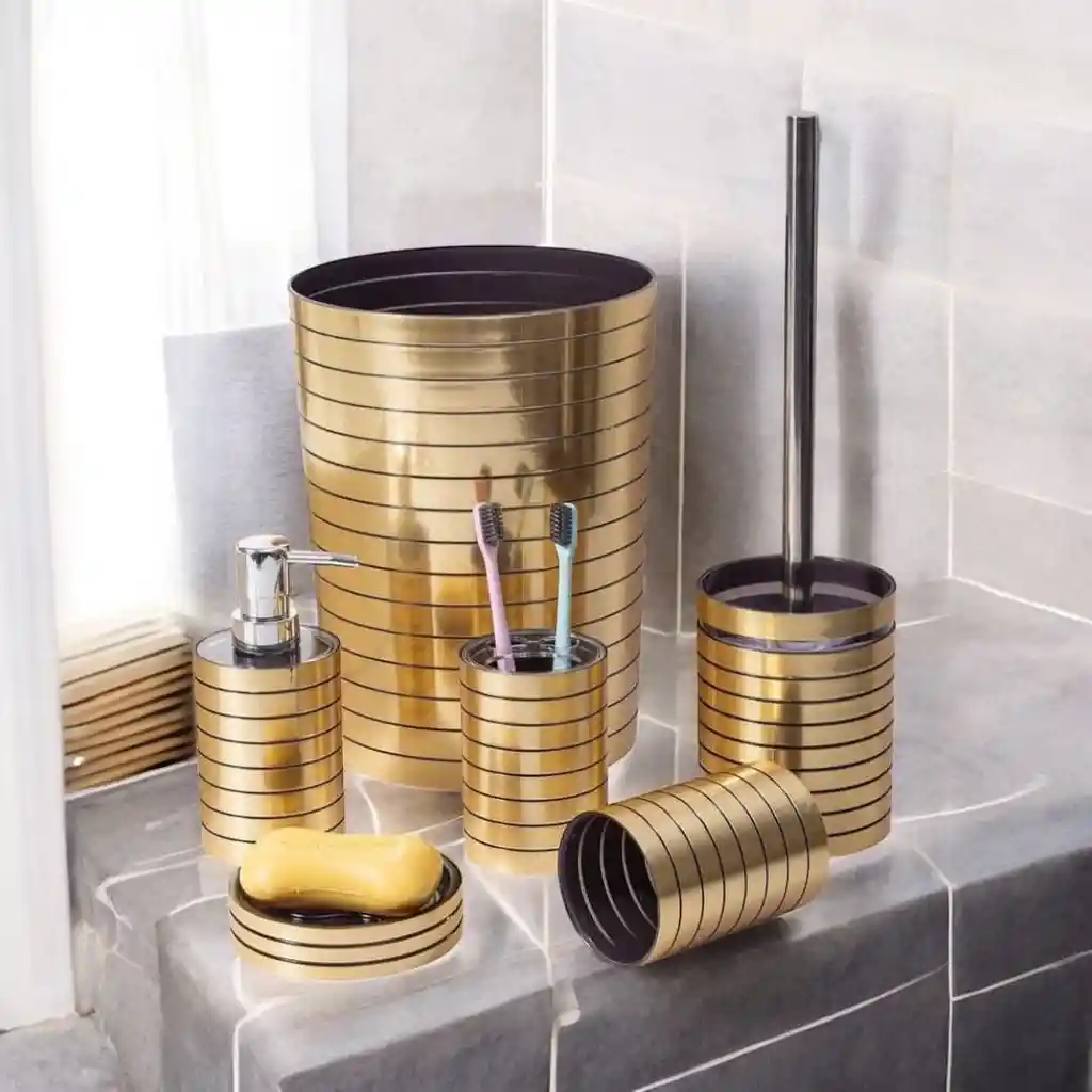 Set De Accesorios Organizador De Baño 6 Piezas Papelera