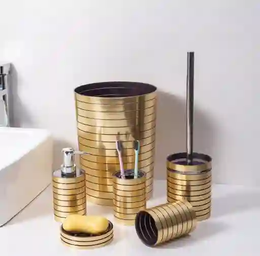 Set De Accesorios Organizador De Baño 6 Piezas Papelera