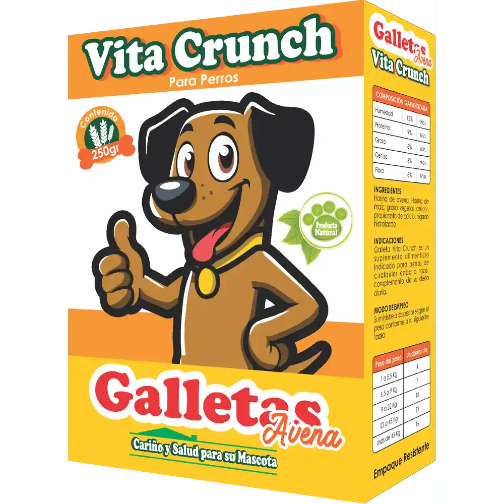 Galletas Para Perro De Avena Vita Crunch 250 Gr Snack Para Perro