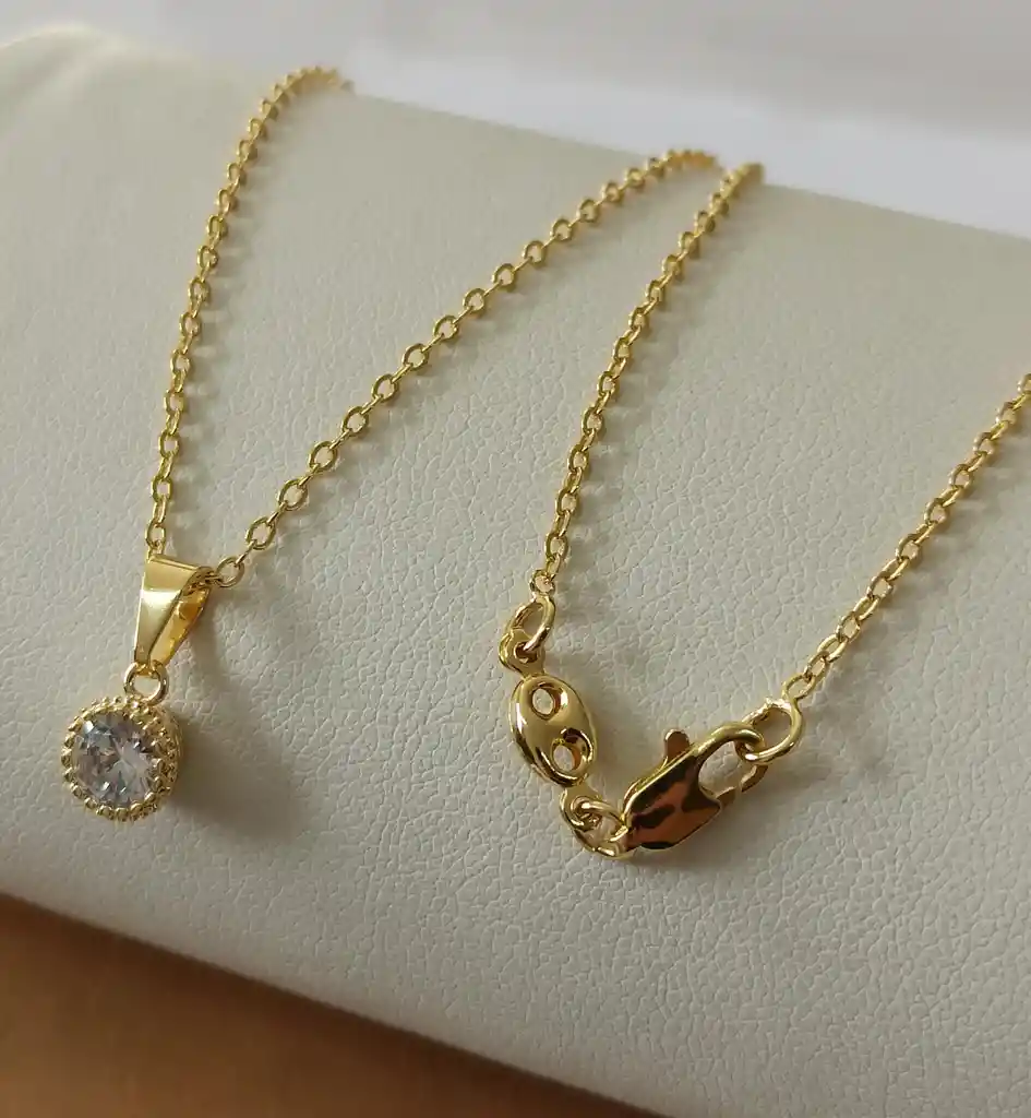Cadena Con Zircón En Oro Laminado 18k